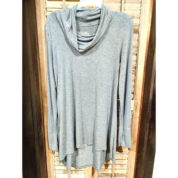 Women's Cuddl Duds Gray  Softwear Hi Low Stretch Pullover Turtleneck Top Size M - Picture 1 of 9